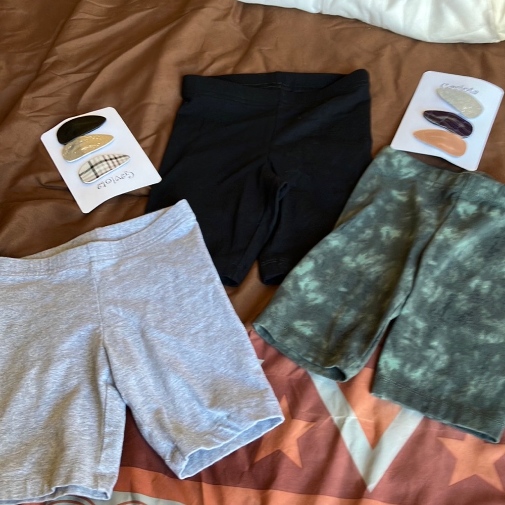Nwot hair clips and bike shorts bundle